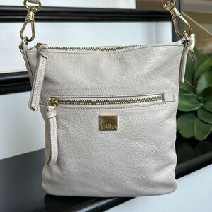 Kooba genuine, leather Crossbody shoulder handbag purse, neutral, off-white